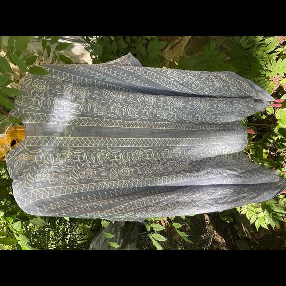 Modena Women’s Kimono with  Blue and white floral geometric with Tassels OS - Picture 8 of 12